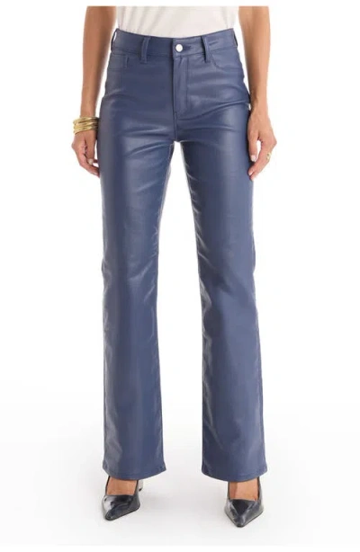 The Noli Shop Aria Coated Flare Jean Petite In Blue