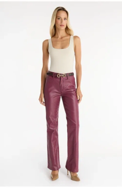 The Noli Shop Aria Coated Flare Jean Petite In Red