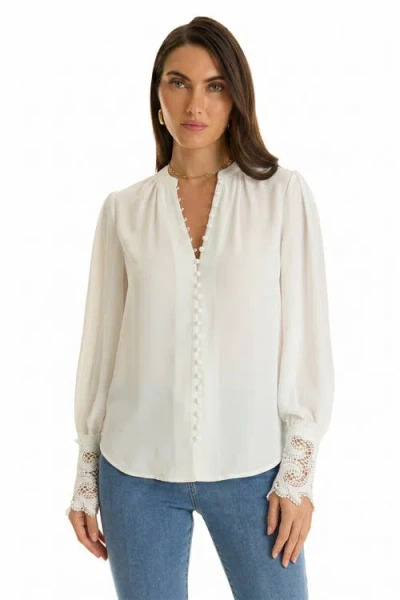 The Noli Shop Blake Lace Sleeve Blouse In White