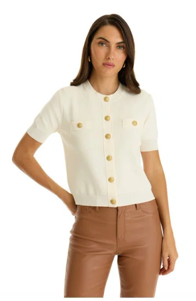 The Noli Shop Bonnie Knit Cardigan Top In White