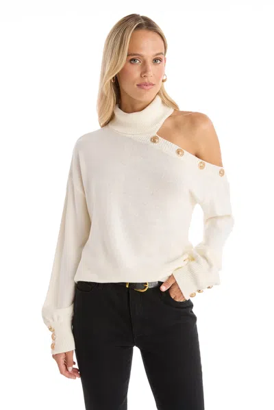 The Noli Shop Bridgette Button Sweater In White