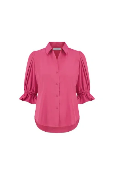 The Noli Shop Cindy Ruffle Sleeve Shirt In Pink