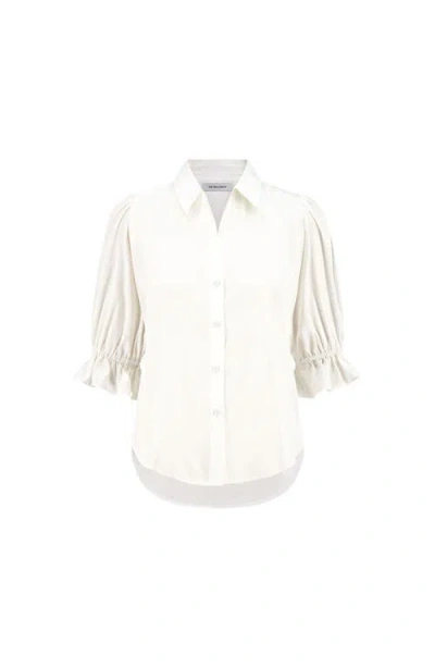 The Noli Shop Cindy Ruffle Sleeve Shirt In White