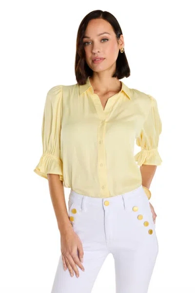 The Noli Shop Cindy Ruffle Sleeve Shirt In Yellow