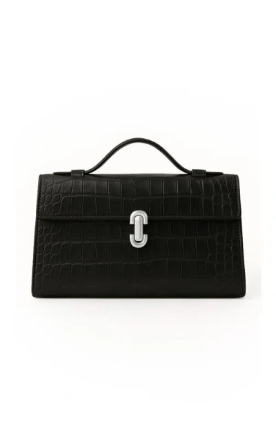 The Noli Shop Danica Croco Clutch In Black