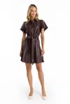 The Noli Shop Devin Leather Ruffle Dress In Burgundy