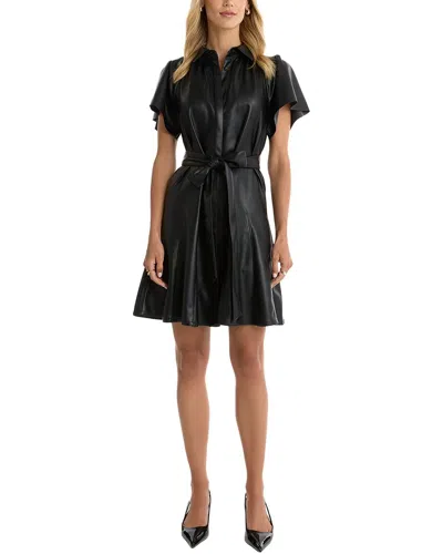 The Noli Shop Devin Leather Ruffle Dress In Black