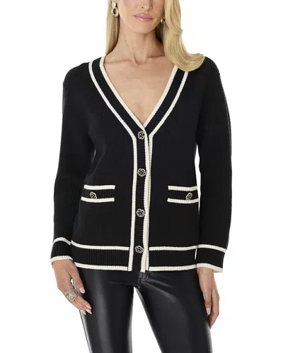 The Noli Shop Devin Rose Contrast Cardigan In Black