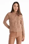 The Noli Shop Elea Crystal Knit Sweater In Brown