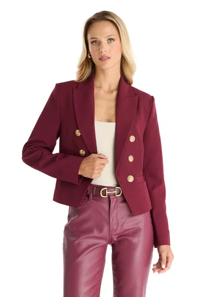 The Noli Shop Gabrielle Double Breasted Blazer - Merlot In Red