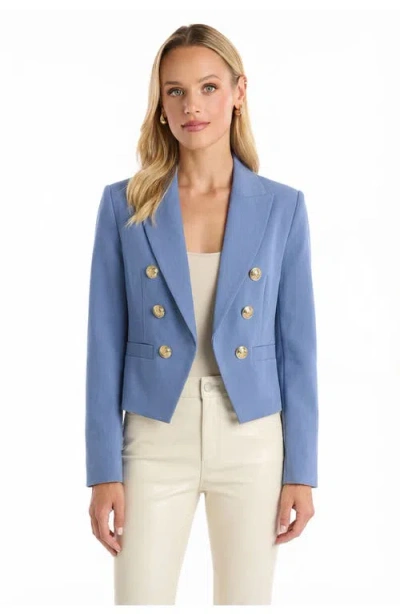 The Noli Shop Gabrielle Double Breasted Blazer In Blue