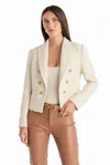 The Noli Shop Gabrielle Tweed Double Breasted Blazer - Beige In Multi