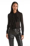 The Noli Shop Georgia Semi-sheer Blouse In Black