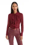 The Noli Shop Georgia Semi-sheer Blouse In Burgundy