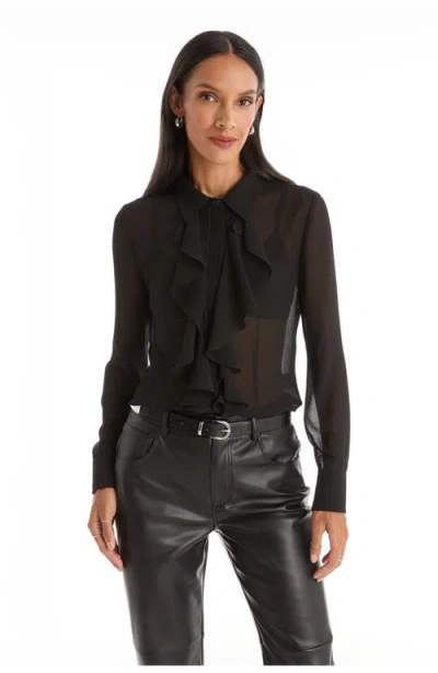 The Noli Shop Georgia Semi-sheer Blouse In Black