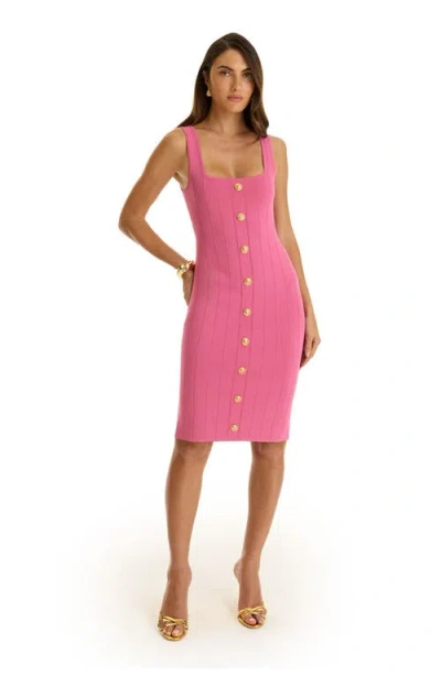 The Noli Shop Helena Button Dress In Pink