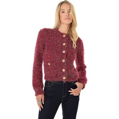 The Noli Shop Joana Knit Cardigan In Burgundy