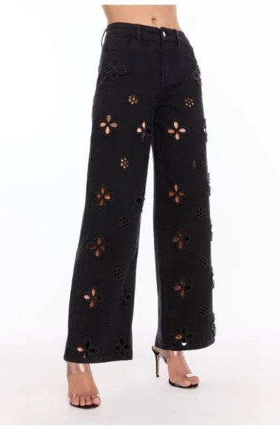 The Noli Shop Kaia Pearl High Rise Jean Petite In Black