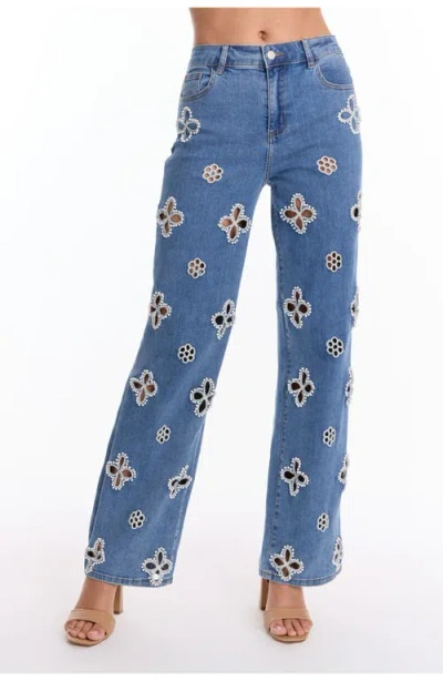 The Noli Shop Kaia Pearl High Rise Jean Petite In Blue