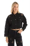 The Noli Shop Kaia Pearl Jean Jacket - Black In Black