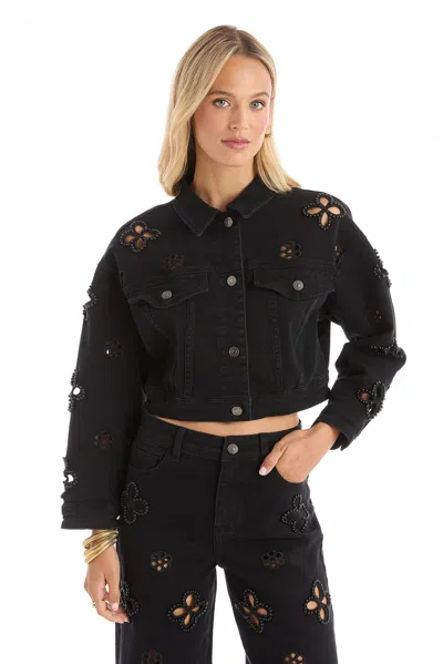 The Noli Shop Kaia Pearl Jean Jacket - Black