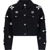 The Noli Shop Kaia Pearl Jean Jacket In Black