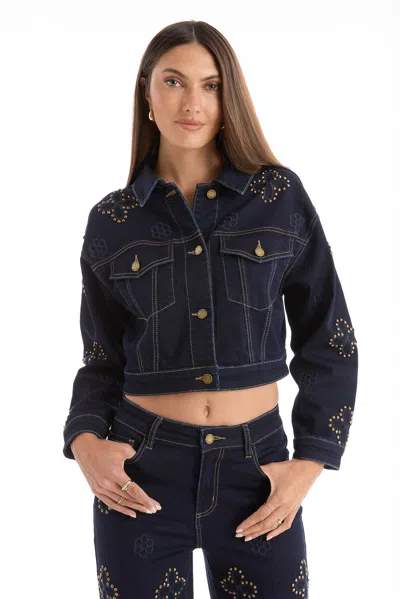 The Noli Shop Kaia Studded Jacket In Blue
