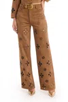 The Noli Shop Kaia Suede High Rise Jean - Cognac