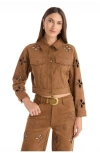 The Noli Shop Kaia Suede Jacket In Brown