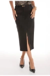 The Noli Shop Kendra Sueded Midi Skirt In Black