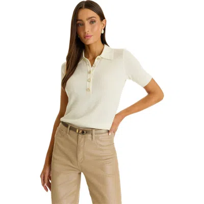 The Noli Shop Leya Rose Polo Shirt In White