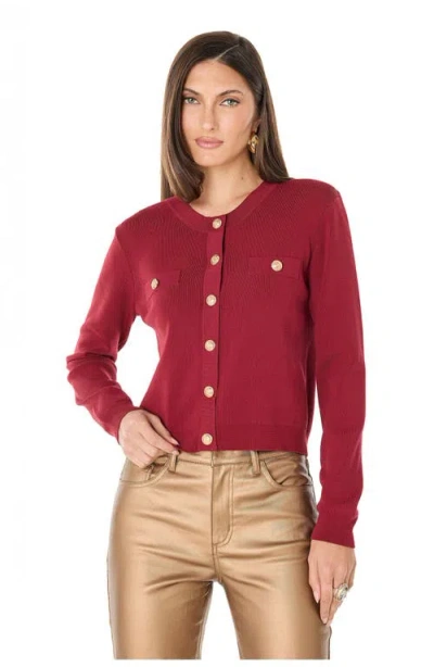 The Noli Shop Loretta Knit Cardigan Top In Burgundy