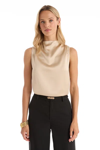 The Noli Shop Mara Silky Top - Champagne In Multi