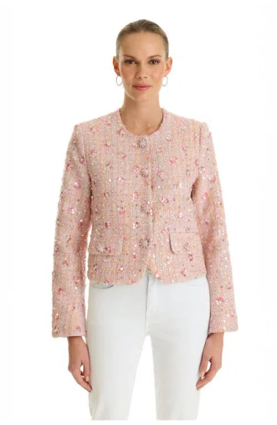 The Noli Shop May Tweed Crystal Jacket In Multi