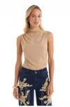 The Noli Shop Mia Shimmer Tank In Brown