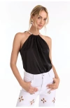 The Noli Shop Mika Silky Halter Top In Black