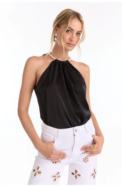The Noli Shop Mika Silky Halter Top In Black