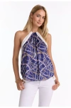 The Noli Shop Mika Silky Halter Top In Blue