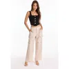 The Noli Shop Milan Linen Shimmer Cargo Pant In Neutral