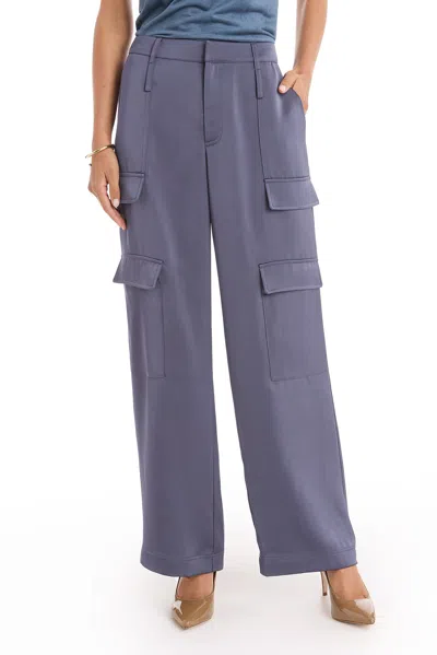 The Noli Shop Milan Satin Cargo Pant - Navy In Blue