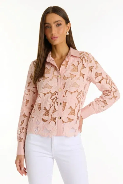 The Noli Shop Mina Lace Blouse In Pink