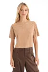 The Noli Shop Naya Suede T-shirt - Cafe In Brown
