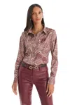 The Noli Shop Paulina Silk Blouse In Brown