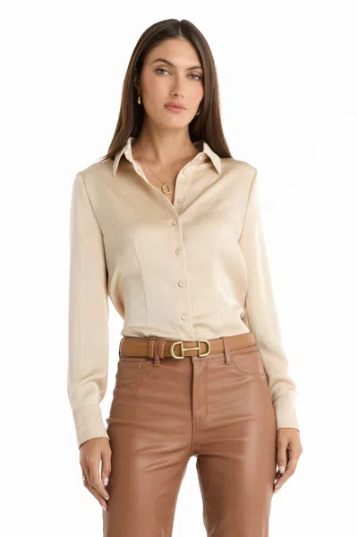 The Noli Shop Paulina Silk Blouse In Neutral