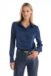 The Noli Shop Paulina Silk Blouse In Blue