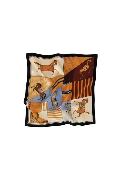 The Noli Shop Printed Satin Scarf - Multi-horse