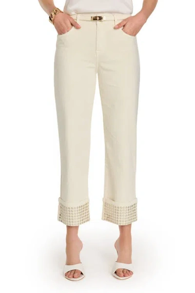 The Noli Shop Ren Cropped Cuff Jean In White