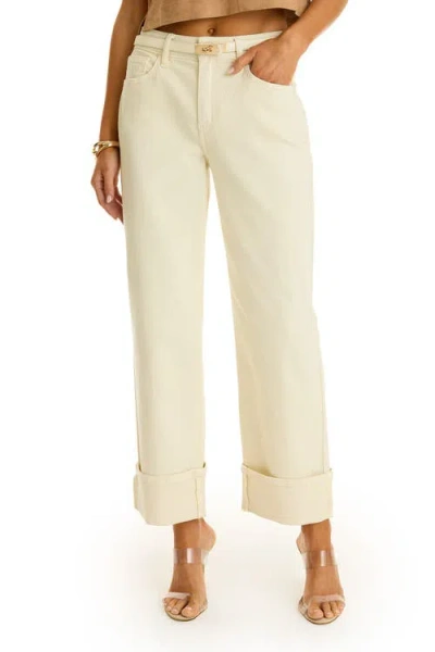 The Noli Shop Ren Cropped Cuff Jean In White