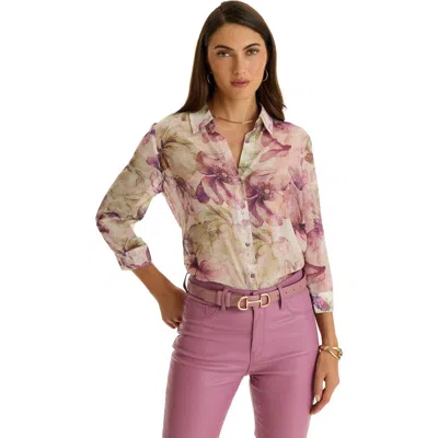 The Noli Shop Sara Chiffon Blouse In Purple