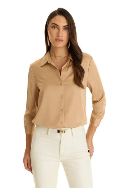 The Noli Shop Sara Silk Blouse In Brown
